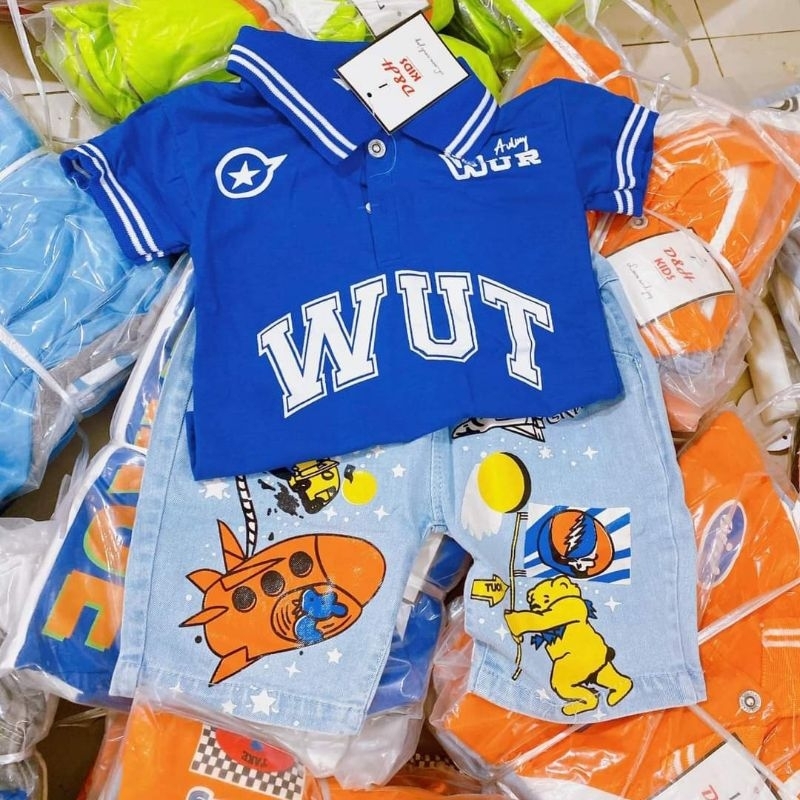 Bộ hè bé trai áo polo quần jean chất đẹp mát co dãn 9-22kg