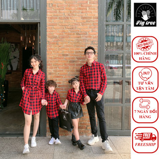 SÉT áo gia đình FIG TREE caro đỏ mã 122A SO HAPPY!