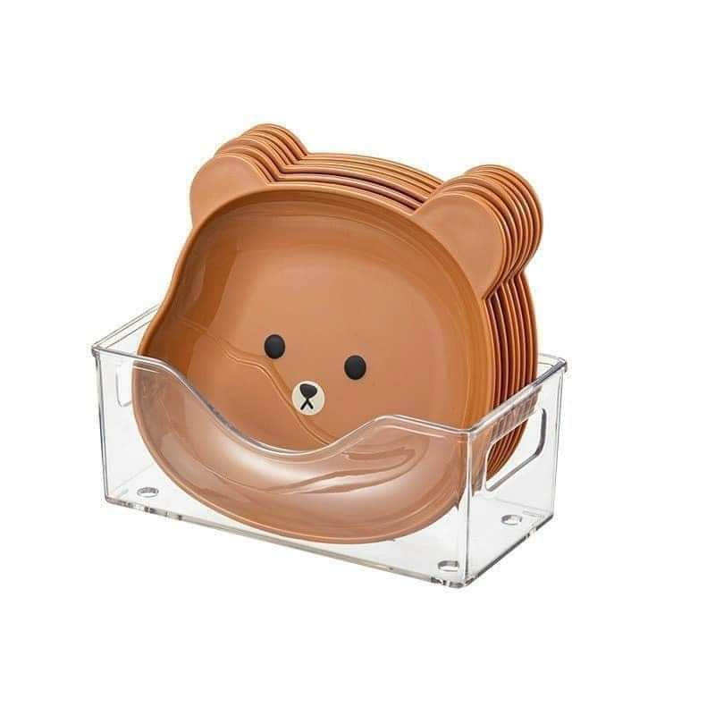Đĩa nhựa hình chú gấu hoạt hình dễ thương xinh xắn, đĩa đựng thức ăn mini thiết kế ngộ nghĩnh giúp trang trí bàn ăn