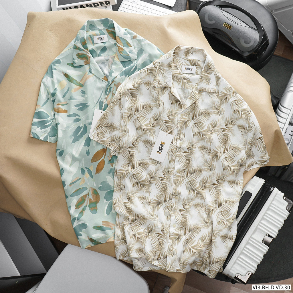 Áo sơ mi hè PIJAMA họa tiết cao cấp tay ngắn chất vải lụa, không nhăn, thấm hút, thoáng khí, hoạ tiết - SMUN6