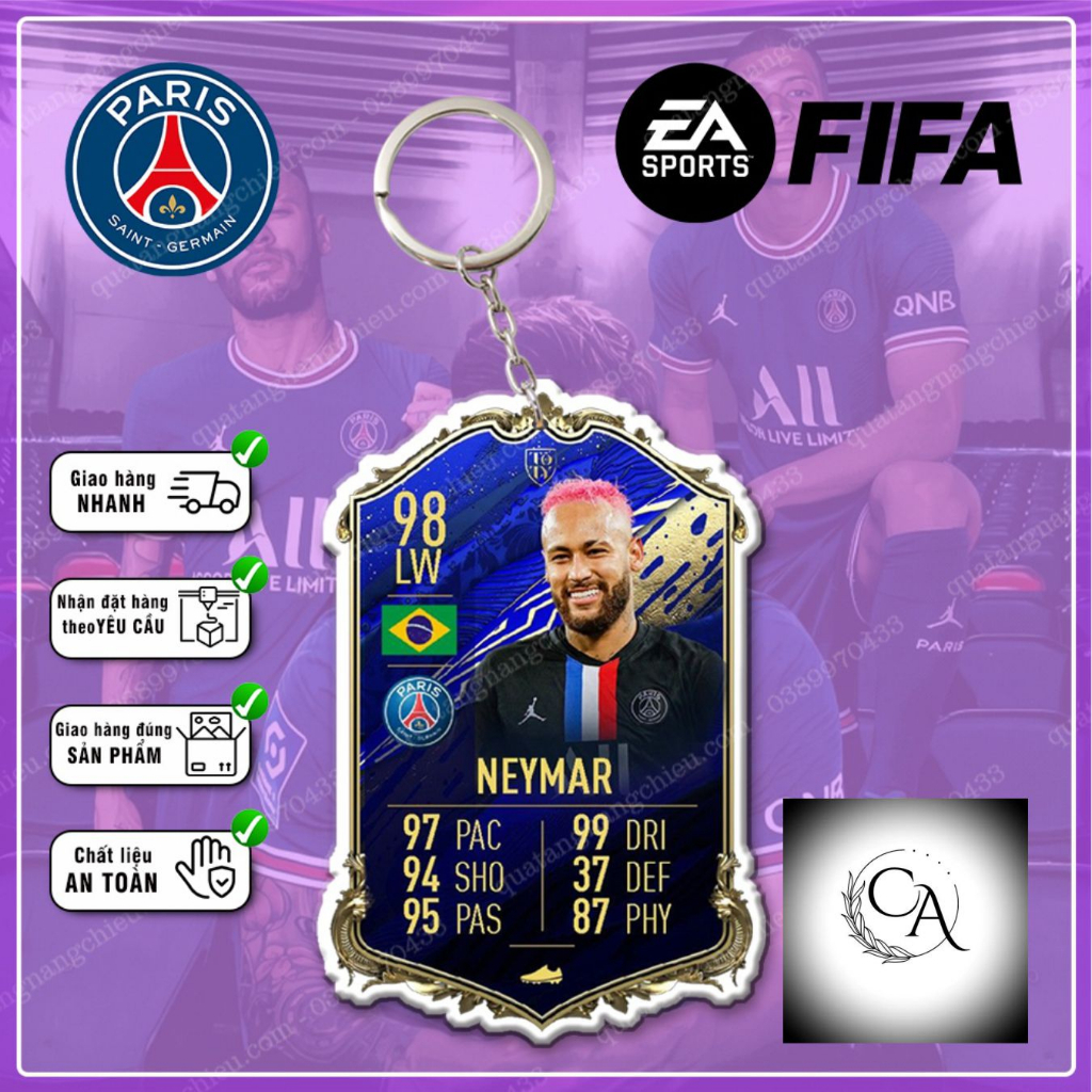 Móc khóa CLB Paris Saint-Germain - Thiết kế với mọi cầu thủ ☘️MÓC KHÓA THẺ CẦU THỦ