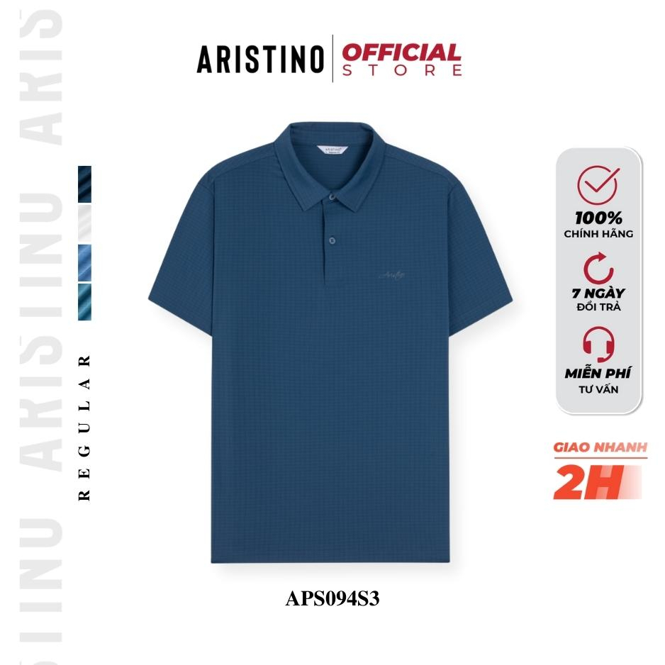 Áo thun polo nam kẻ caro ARISTINO APS094S3 ngắn tay suông nhẹ basic vải trơn co giãn 4 chiều thoáng mát mềm mịn