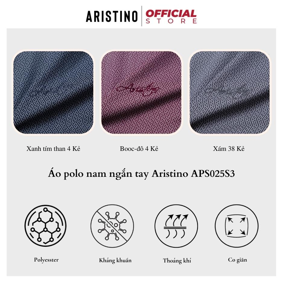 Áo thun polo nam tay ngắn ARISTINO APS025S3 cao cấp cổ bẻ bo rib dệt Jacquard dáng suông nhẹ logo nổi sang trọng lịch sự