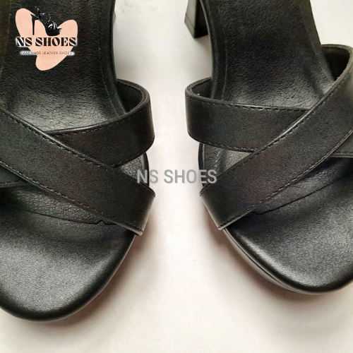 Giày dép cao gót đế đúp quai chéo êm chân, chống trượt, phong cách 10cm - NS2304