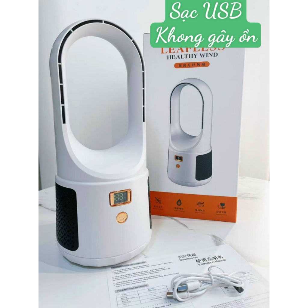 Quạt không cánh LEAFLEES sạc USB mới 2023 ,Quạt điều hòa lọc không khí để bàn êm dịu [có sỉ]