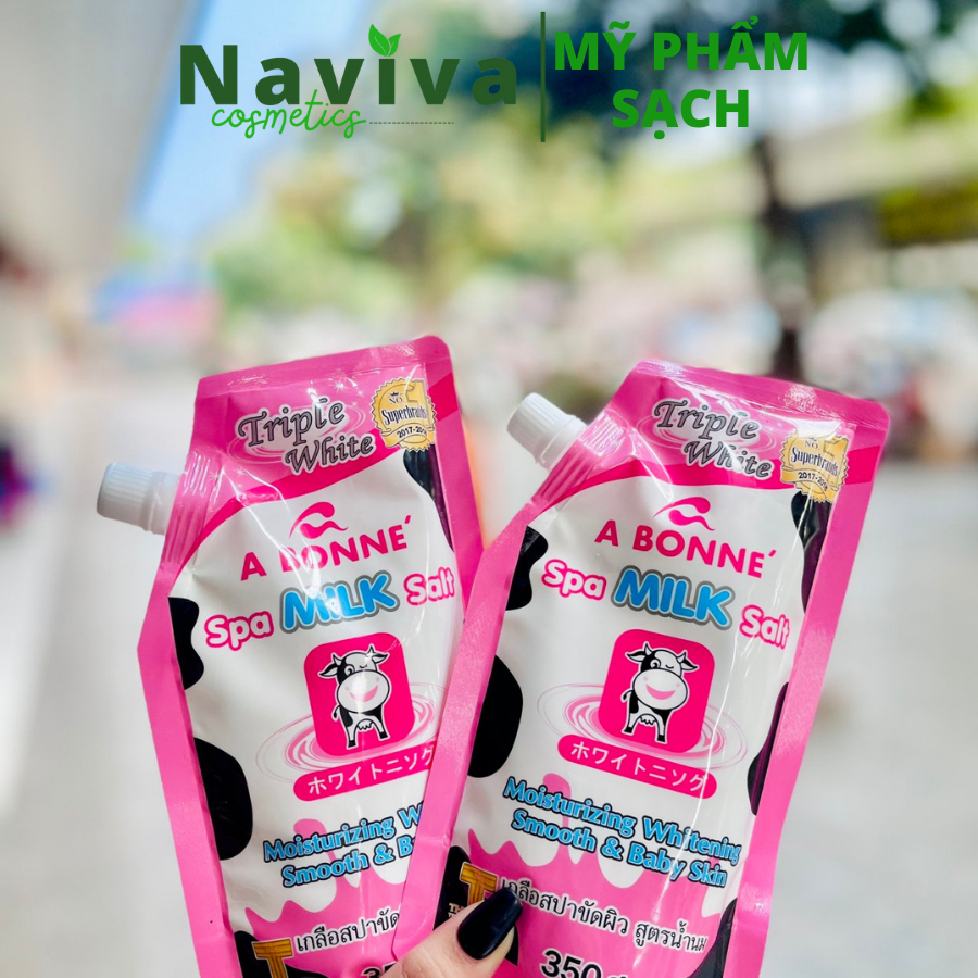 Muối tắm sữa bò  A Bonne Spa Milk Salt Thái Lan - Tẩy tế bào chết da Body 350gr