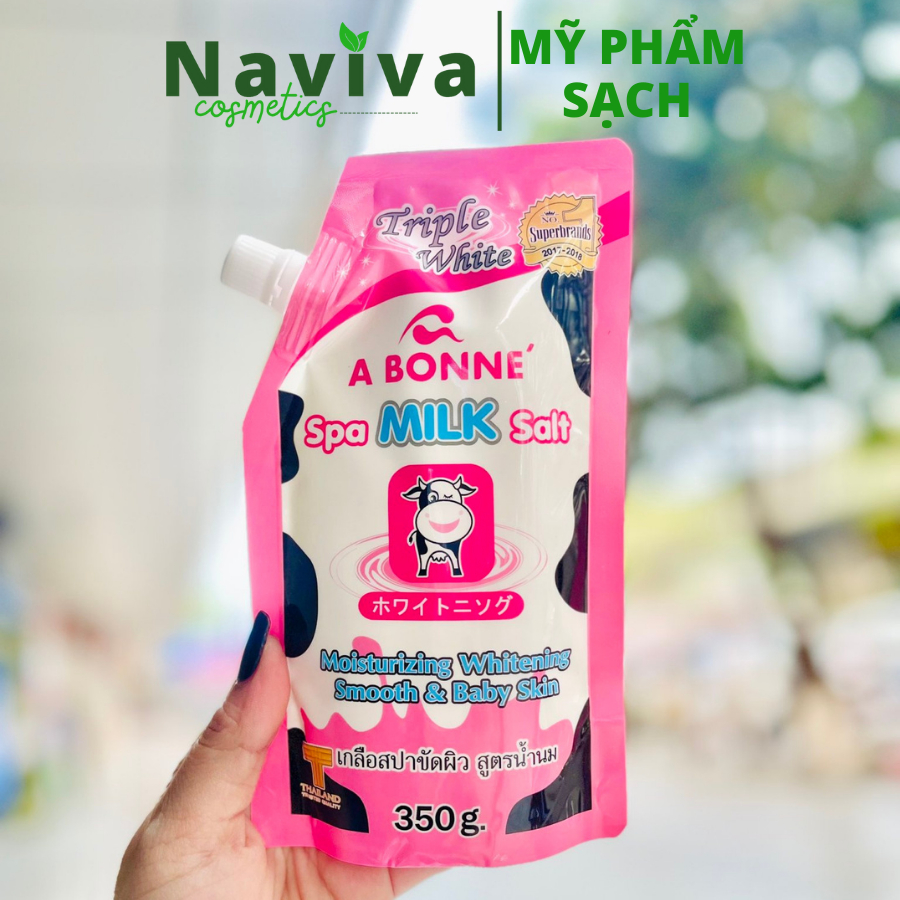 Muối tắm sữa bò  A Bonne Spa Milk Salt Thái Lan - Tẩy tế bào chết da Body 350gr