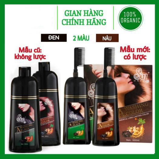 Dầu gội phủ bạc SIN HAIR Nhật Bản - Thảo Dược Nhuộm Đen Tóc Nâu Tóc Nhân Sâm Nhật Bản 500ML