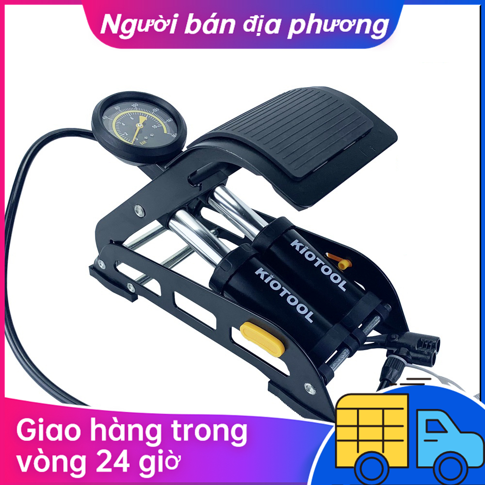 Bơm xe máy đạp chân Kiotool hơi xe đạp ô tô khỏe nhanh đầy hơi bơm lốp ô tô- Bảo hành 12 tháng chính hãng