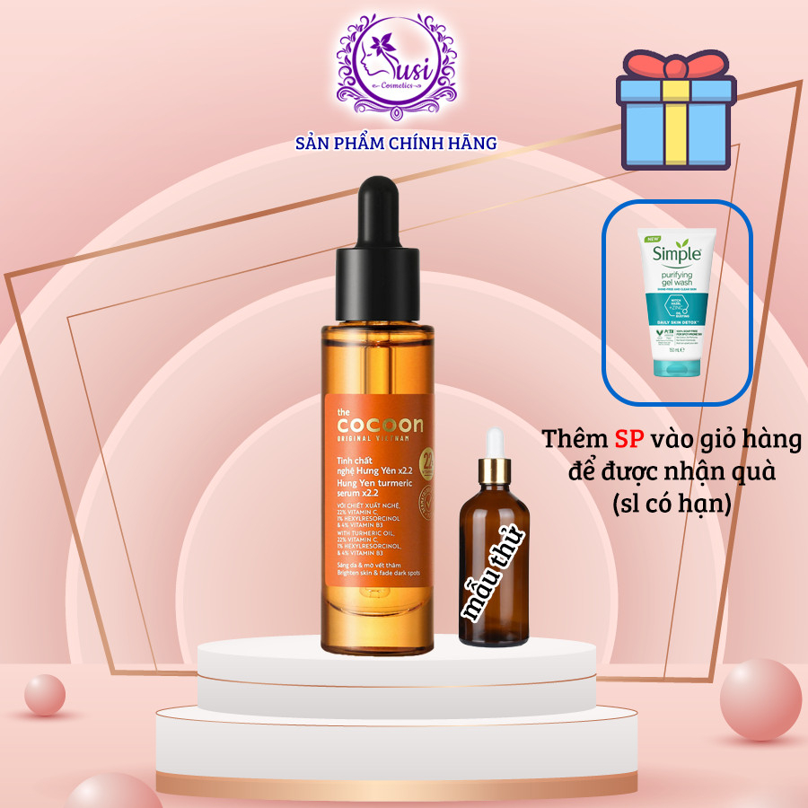 Tinh chất nghệ Hưng Yên Serum Cocoon Nghệ Hưng Yên 22% Vitamin C x2.2 Sáng Da Chuyên Sâu 30ml vitamin C sáng da chuyên s