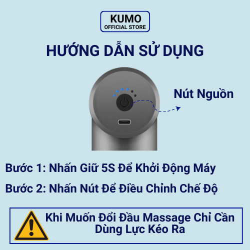 Máy Massage Đấm Lưng KUMO Mát Xa Cổ Vai Gáy 4 Đầu 6 Chế Độ Cao Cấp