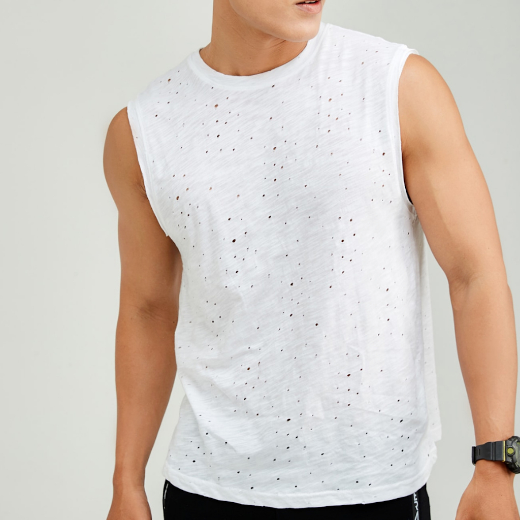 Áo Ba Lỗ Nam Tập Gym Basicplus Vải 100% Cotton Siêu Thấm Hút, Co Giãn Tốt, Thoáng Mát - A03-04