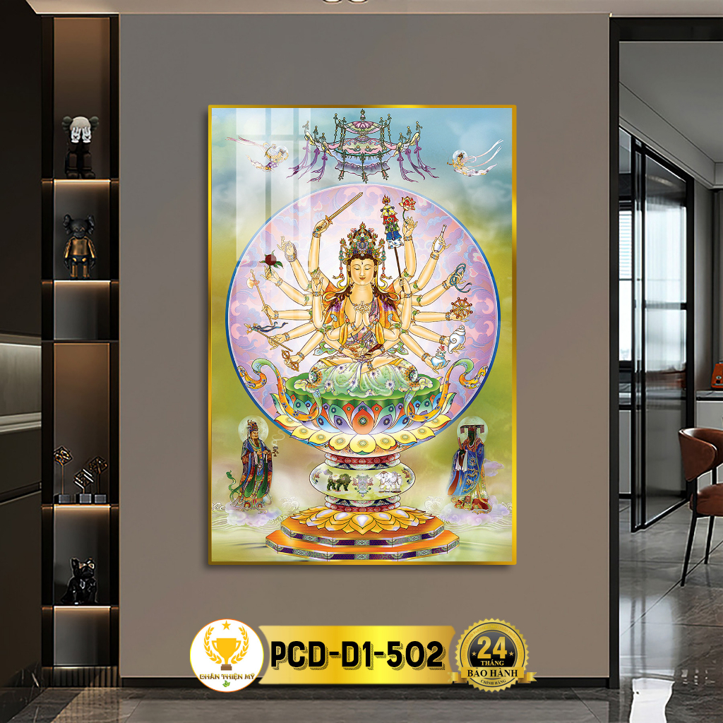 Tranh Phật Treo Tường Tráng Gương Phật Mẫu Chuẩn Đề CHÂN THIỆN MỸ, Quà Tặng, Trang Trí Phòng Thờ CPCD-D1-501