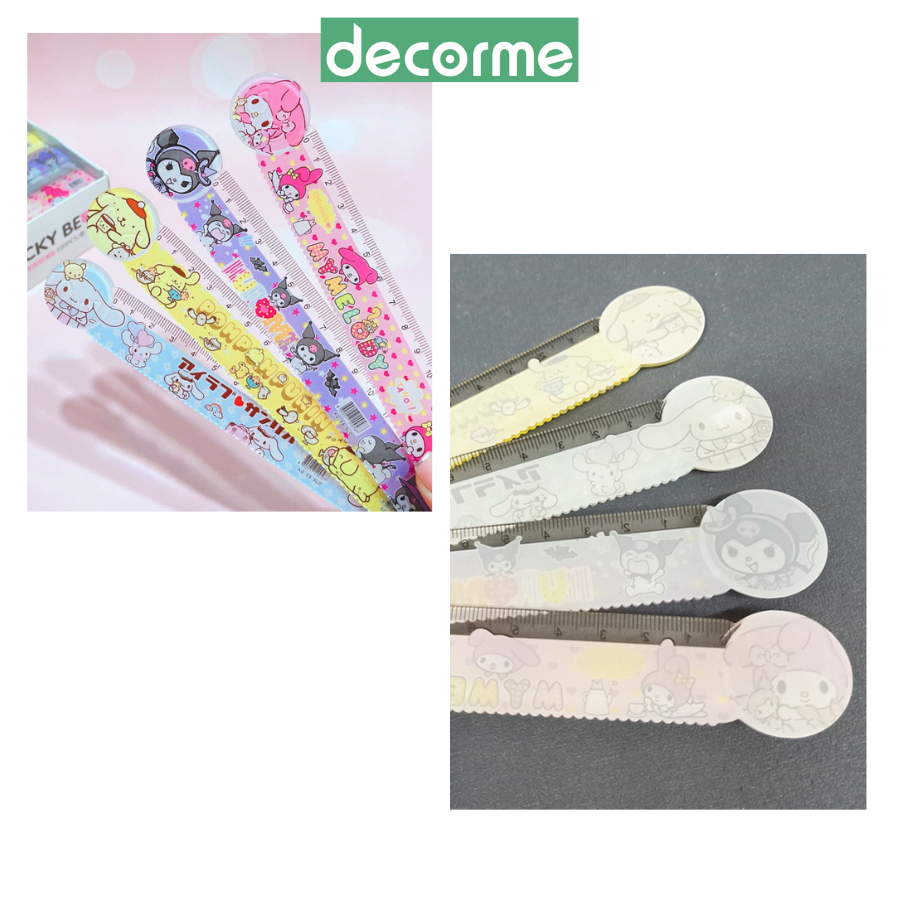 Thước kẻ nhựa hoạt hình Decorme chất liệu acrylic họa tiết Kuromi dễ thương 15cm