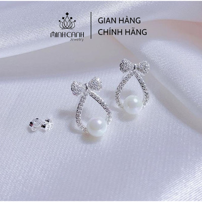 Bông Tai Bạc Nơ Hột Trai - Minh Canh Jewelry