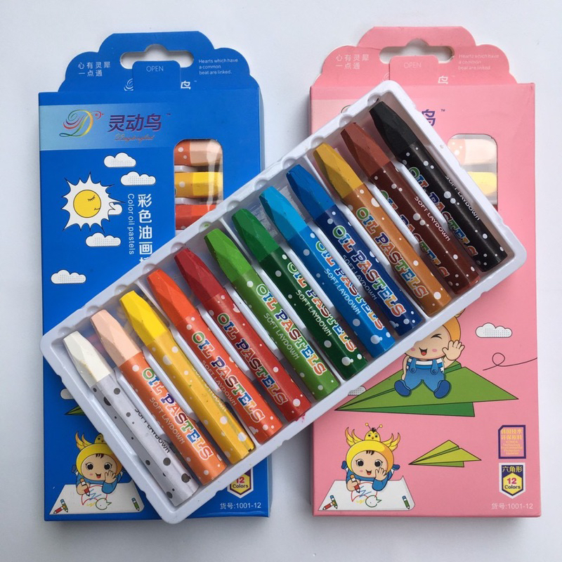 Màu sáp dầu Oil Pastels hộp 12/18/24 màu đẹp lên màu đậm