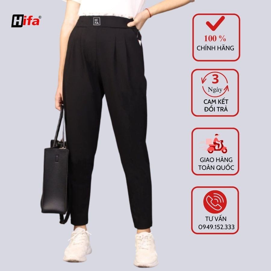 Quần baggy chất umi hàn co giãn, quần nữ công sở cạp cao xếp ly cách điệu thời trang HIFA Mã Q56