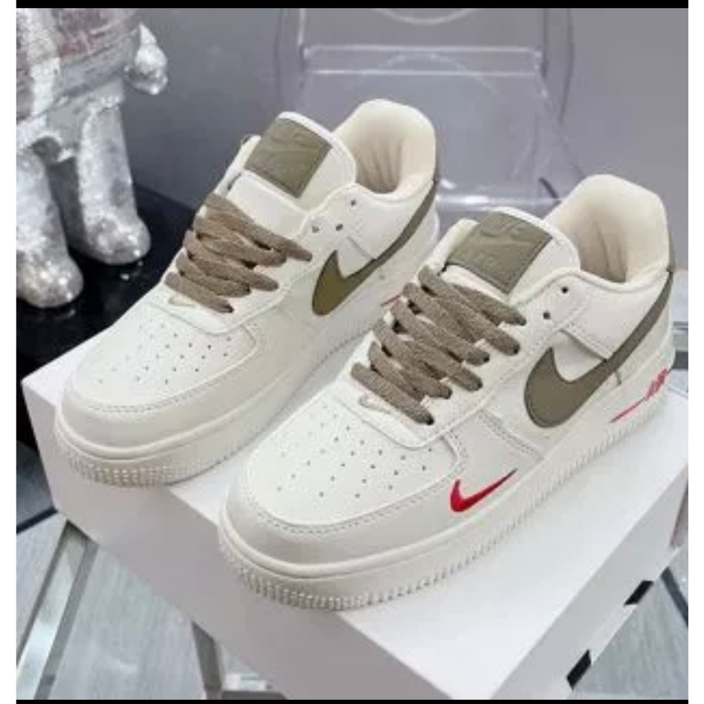 Giày Thể Thao AF1 Vệt Nâu, Giày Sneaker Air Force 1 Low Premium white Brown Full sz nam nữ Bảo hành 6 tháng