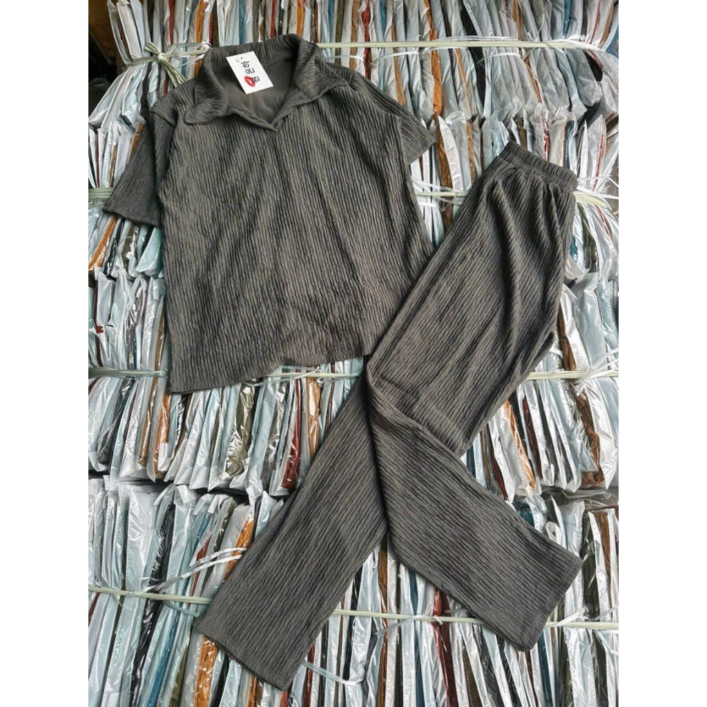 [5.5 Sales Freeship] Set bộ thun trơn basic quần dài, set áo thun from rộng cổ bẻ tay ngắn mix quần ôm nhiều màu TH