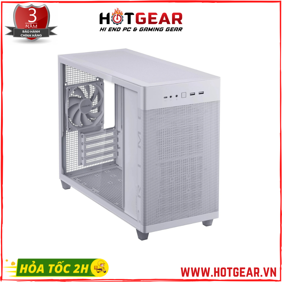 Case ASUS Prime AP201 TG M-ATX Mặt Kính Black/White VERSION MỚI 2023 chính hãng