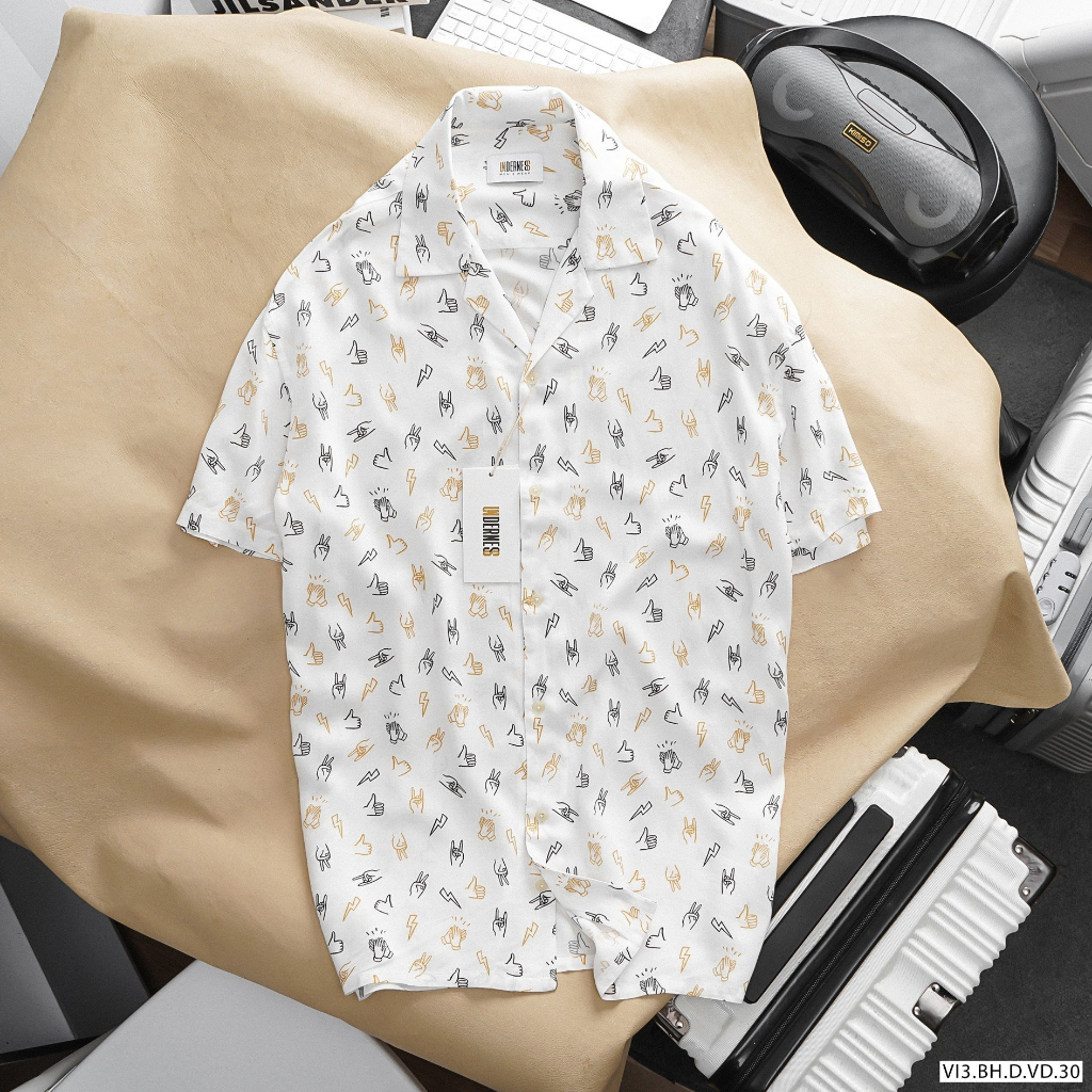 Áo sơ mi hè PIJAMA họa tiết cao cấp tay ngắn chất vải lụa, không nhăn, thấm hút, thoáng khí, hoạ tiết - SMUN6