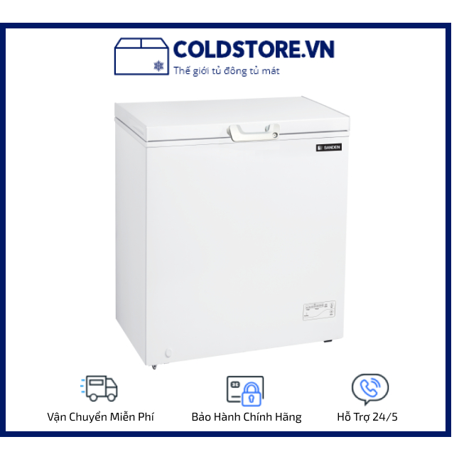 Tủ đông mini Sanden Intercool SCF-0115 100L, Trắng, Kích thước nhỏ gọn 545x545x845mm