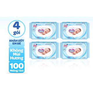 Date 2025- combo 4 gói khăn ướt bobby không mùi 100 tờ/gói