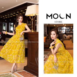 Váy hoa nữ dáng dài đi biển buổi tiệc, đầm xòe thiết kế chất tơ cao cấp thắt eo dáng dài sang chảnh TBV398 Moon