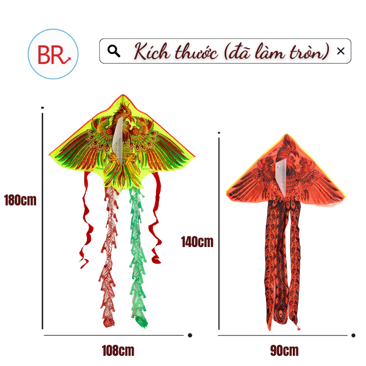 Diều Phụng, Phượng Hoàng Lửa, Thần Điêu 3, 4, 5 đuôi loại to Tặng kèm dây diều 01824