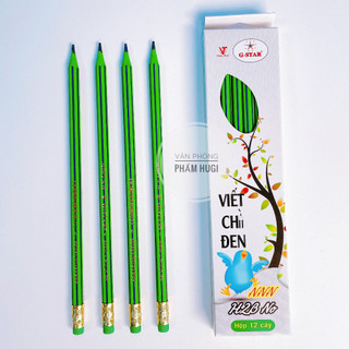 hộp 12 cây bút chì đen Gstar ngòi HB (GS-NNN) thân xanh