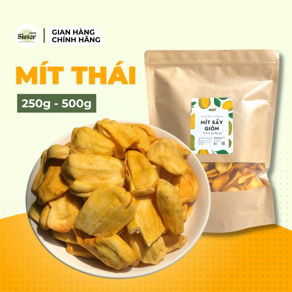 Mít thái sấy nguyên cánh SISTER FARM 100% ngọt tự nhiên, giòn tan - 250/500g - HSD: 12 tháng / Trái cây sấy/ Hoa quả sấy