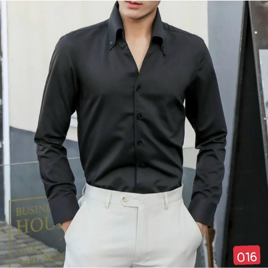 Áo sơ mi nam nữ chất vải lụa cao cấp trơn phong cách công sở tối giản sang trọng hai màu đen trắng YUKI OUTFIT | BigBuy360 - bigbuy360.vn