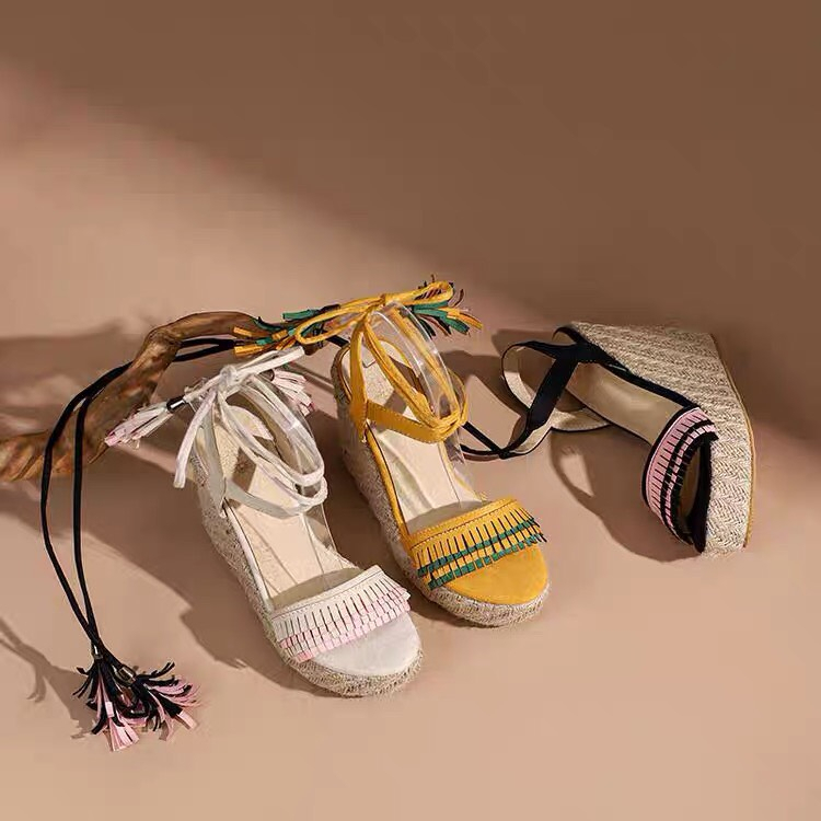 Xăng Đan Cao Gót Đế Xuồng Phong Cách Bohemian Thời Trang Nữ