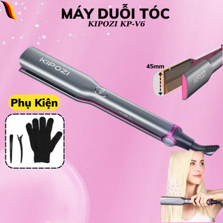 Máy duỗi tóc Kipozi V6 Cao Cấp bản nhiệt to 45mm máy làm nóng nhanh ~20s máy duỗi tóc ion âm nồng độ cao giảm xoăn cứng