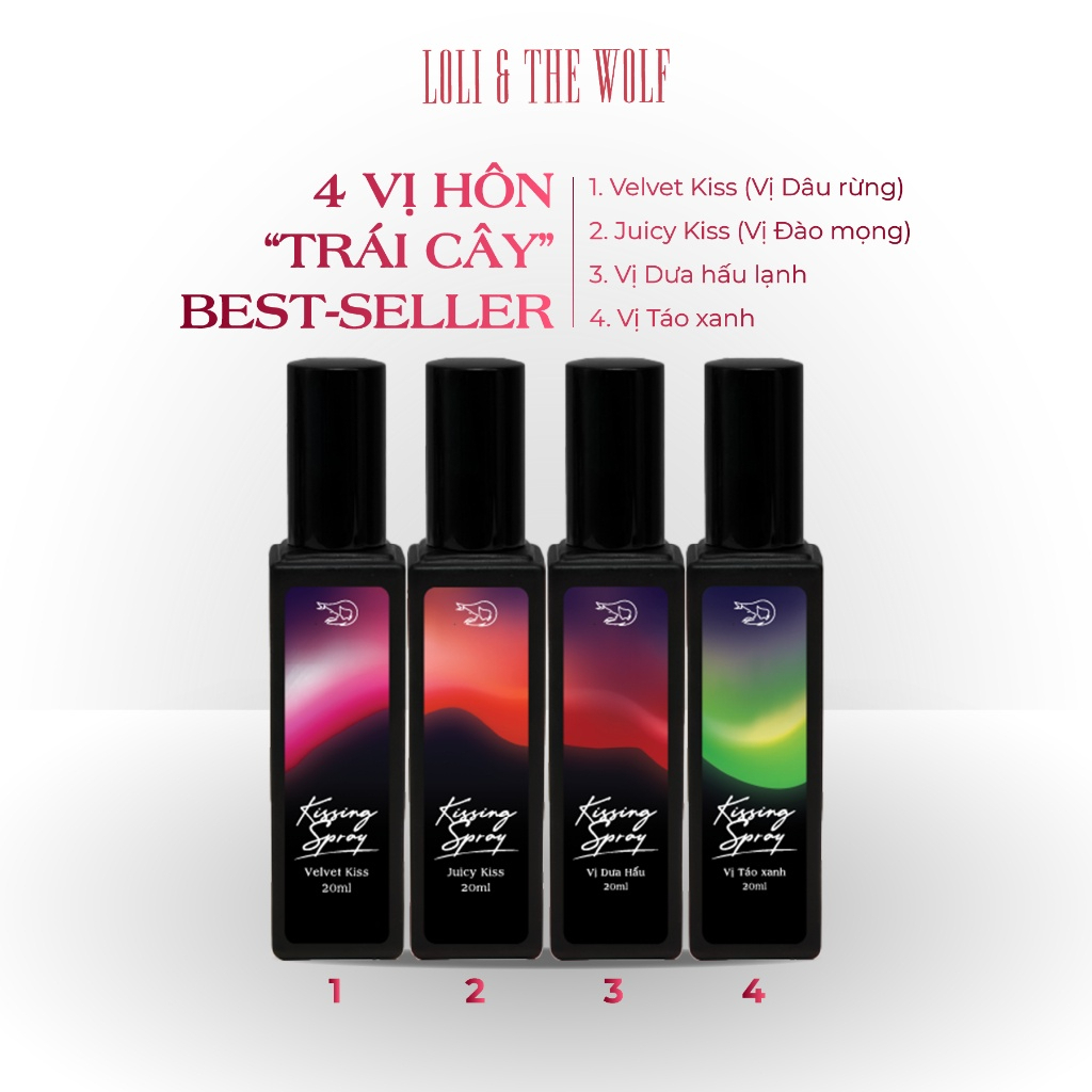 Xịt Thơm Miệng Kissing Spray Loli The Wolf 20ml Hương Trái Cây Kẹo Ngọt The Mát Vị Bạc Hà Tự Tin Rạng Rỡ (Mẫu mới)