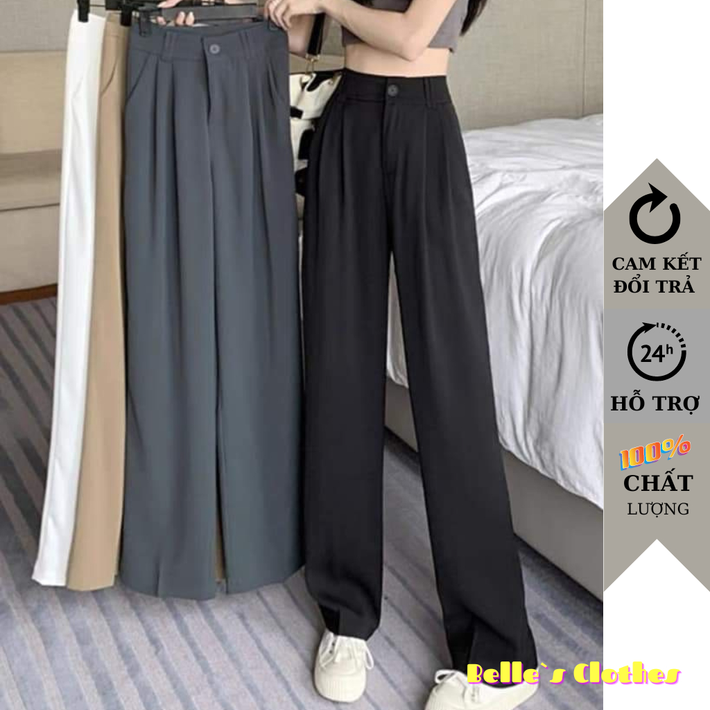 Quần Ống rộng Nữ lưng cao,cạp 1 cúc Belle’s clothes chất Gôn Nhật nhập khẩu rủ mịn cao cấp