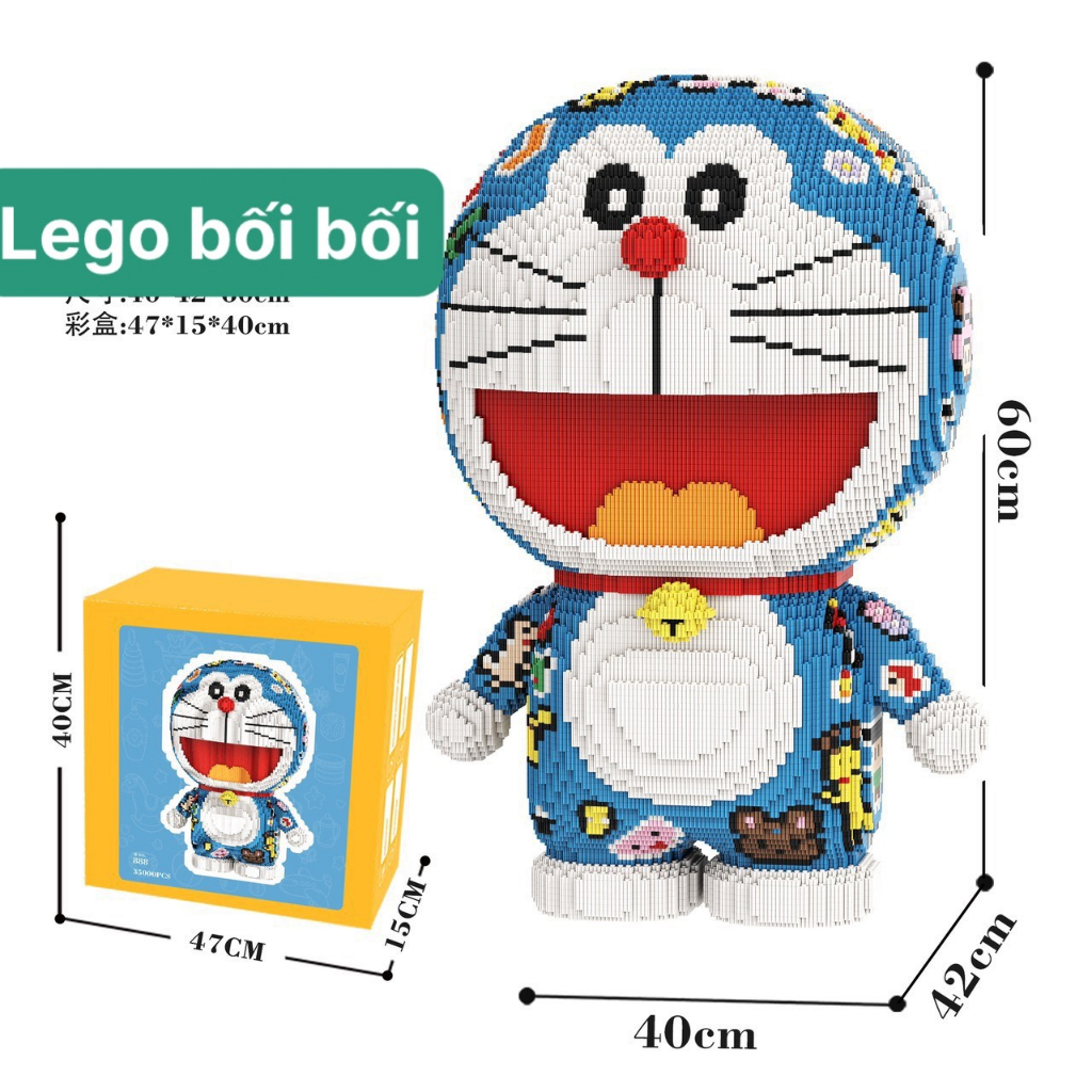 lego lắp ghép doremon 60cm MPIN tặng búa,đèn,keo,mini