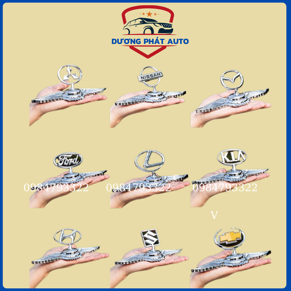 Biểu tượng logo cánh chim nắp capo xe hãng Kia Honda Suzuki Toyota Ford Nissan Mitsubishi Mazda Huyndai Chevrolet