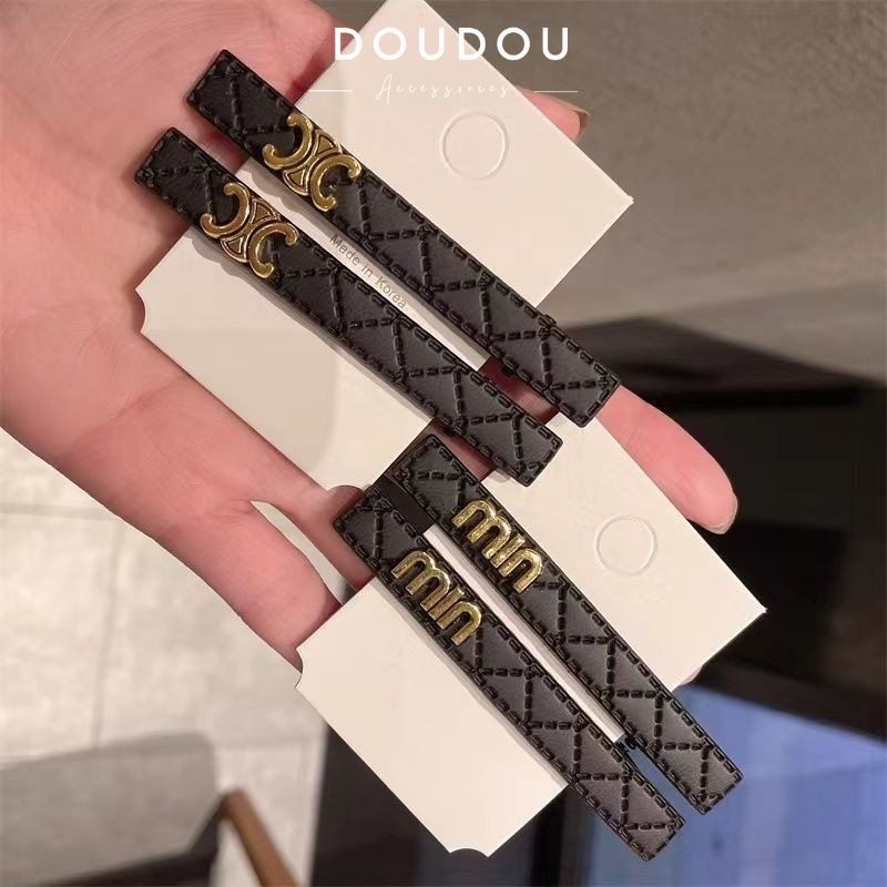 Phụ kiện kẹp tóc xinh Doudou Cặp tóc Kẹp mái chất liệu da PU cao cấp tiểu thư sang chảnh thời trang FJ014