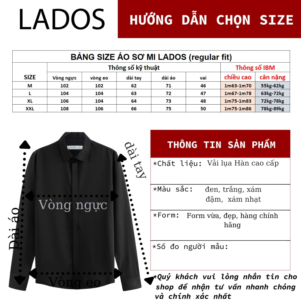 Áo sơ mi nam dài tay dấu nút vải lụa chéo Hàn LADOS-8119 sang trọng, lịch sự