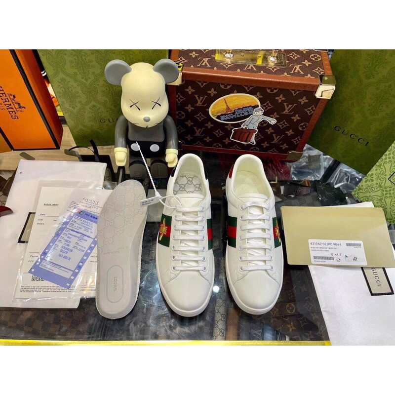 ⚡️[Hight Quality] Hàng Có Sẵn!! Giày G.C Ace Embroidered Sneaker White Leather With Bee - Hàng Loại 1 Full Box GC Ong