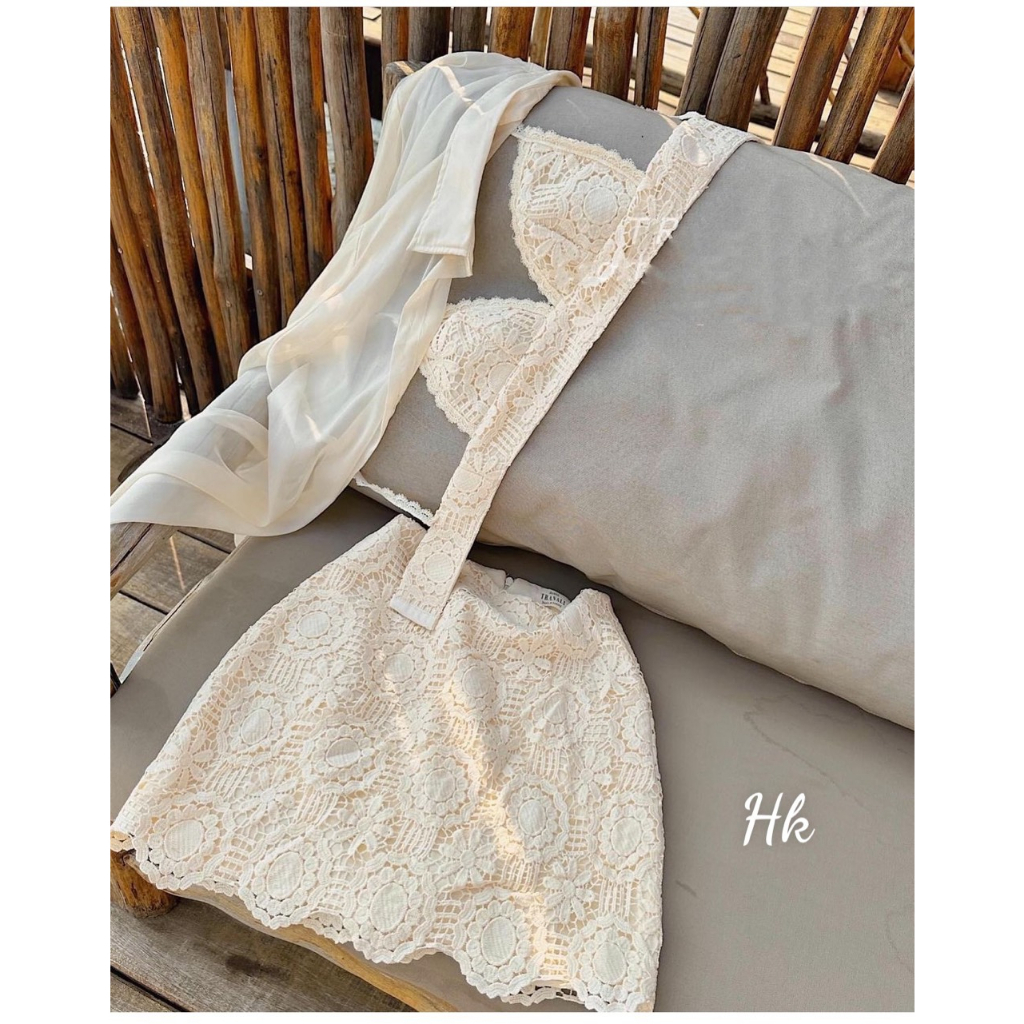 Set bikini 3 mảnh màu be đi biển siêu đẹp dành cho nữ hàng loại 1, có ảnh thật - Thời Trang Bảo Trang