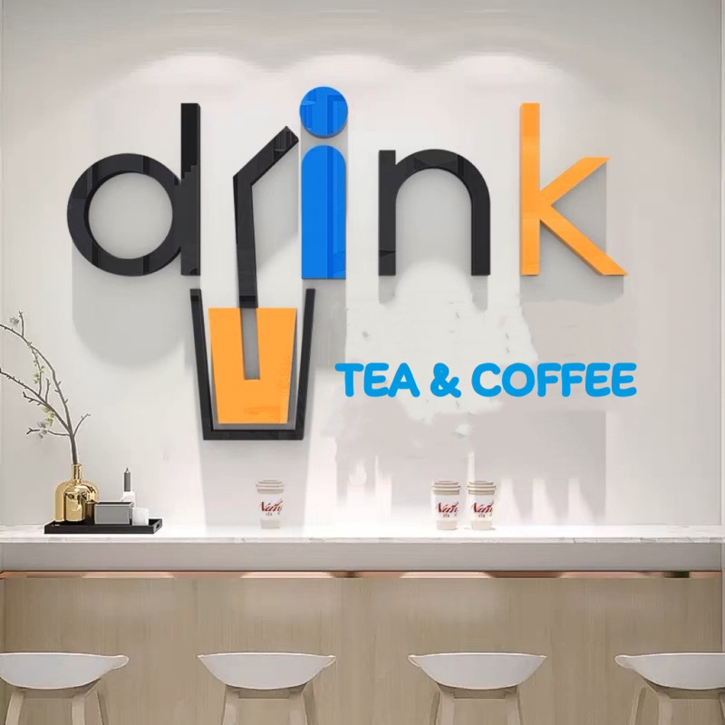 Decal dán tường mica dán nổi cheers trà sữa trang trí quán đồ uống, giải khát, tiệm đồ ăn nhanh, nhà hàng, cafe, trà sữa