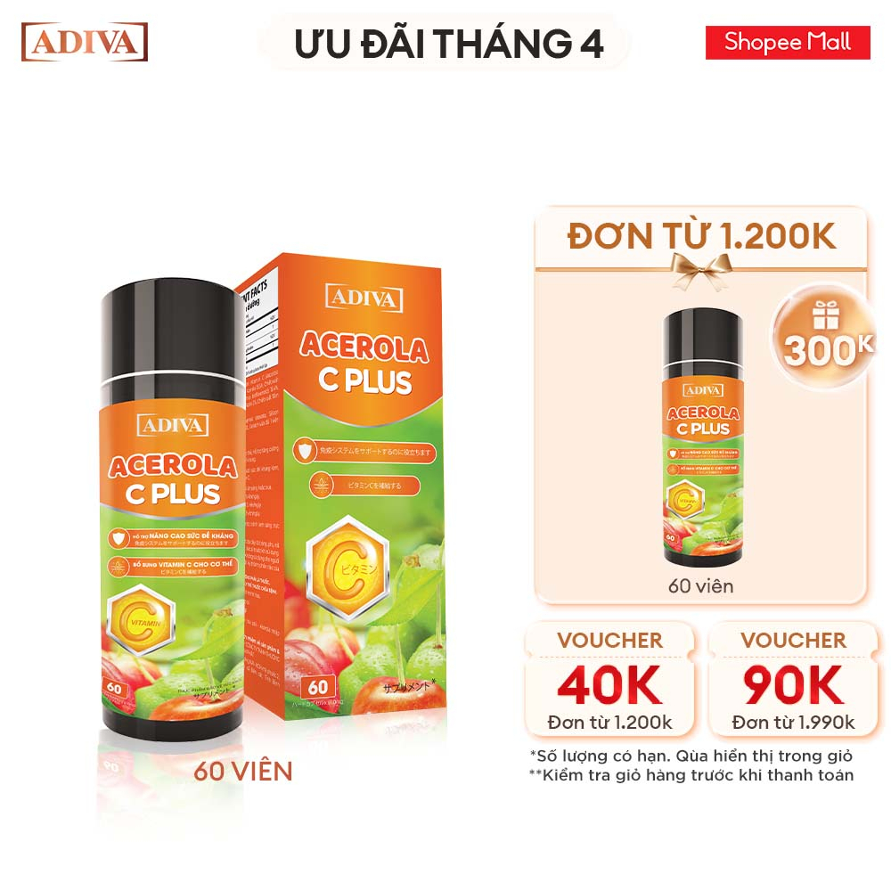 Viên Uống Bổ Sung Vitamin C ADIVA Acerola C Plus 60 Viên