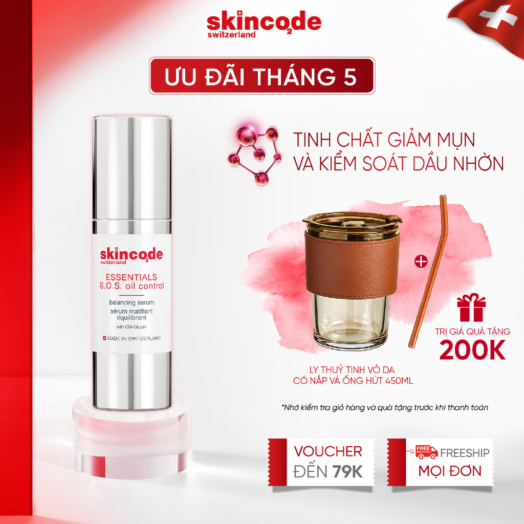 Tinh chất giảm mụn và kiểm soát dầu nhờn Skincode Essentials S.O.S Oil Control Balancing Serum 30ml - MS 1701
