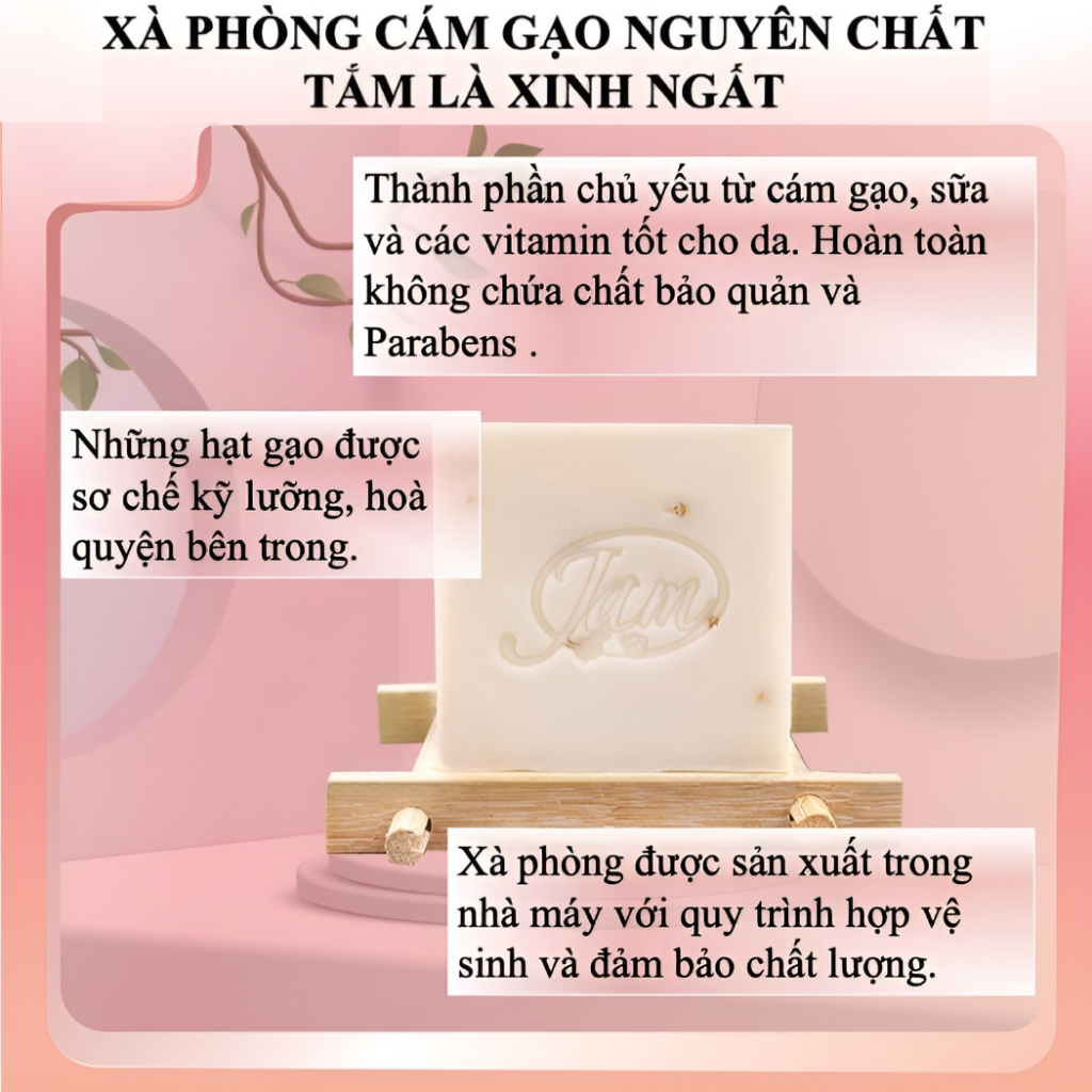 Xà Phòng Tắm Cám Gạo Jam Xà Bông Cục Thái Lan Trắng Da Giảm Mụn 65g