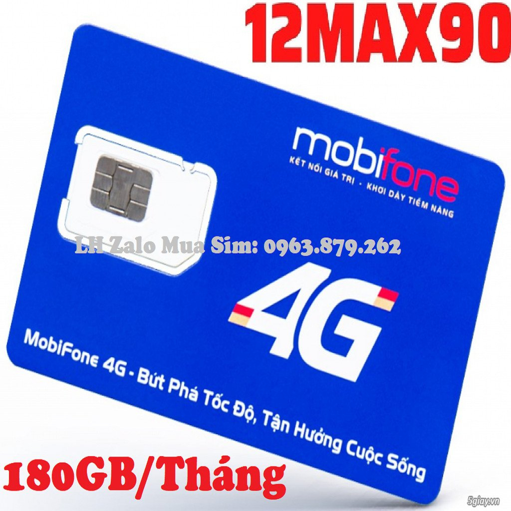 SIM 4G MOBIFONE SIÊU TỐC ĐỘ MIỄN PHÍ DATA 6GB/NGÀY - SIM 12MAX90 KÈM BẢO HÀNH
