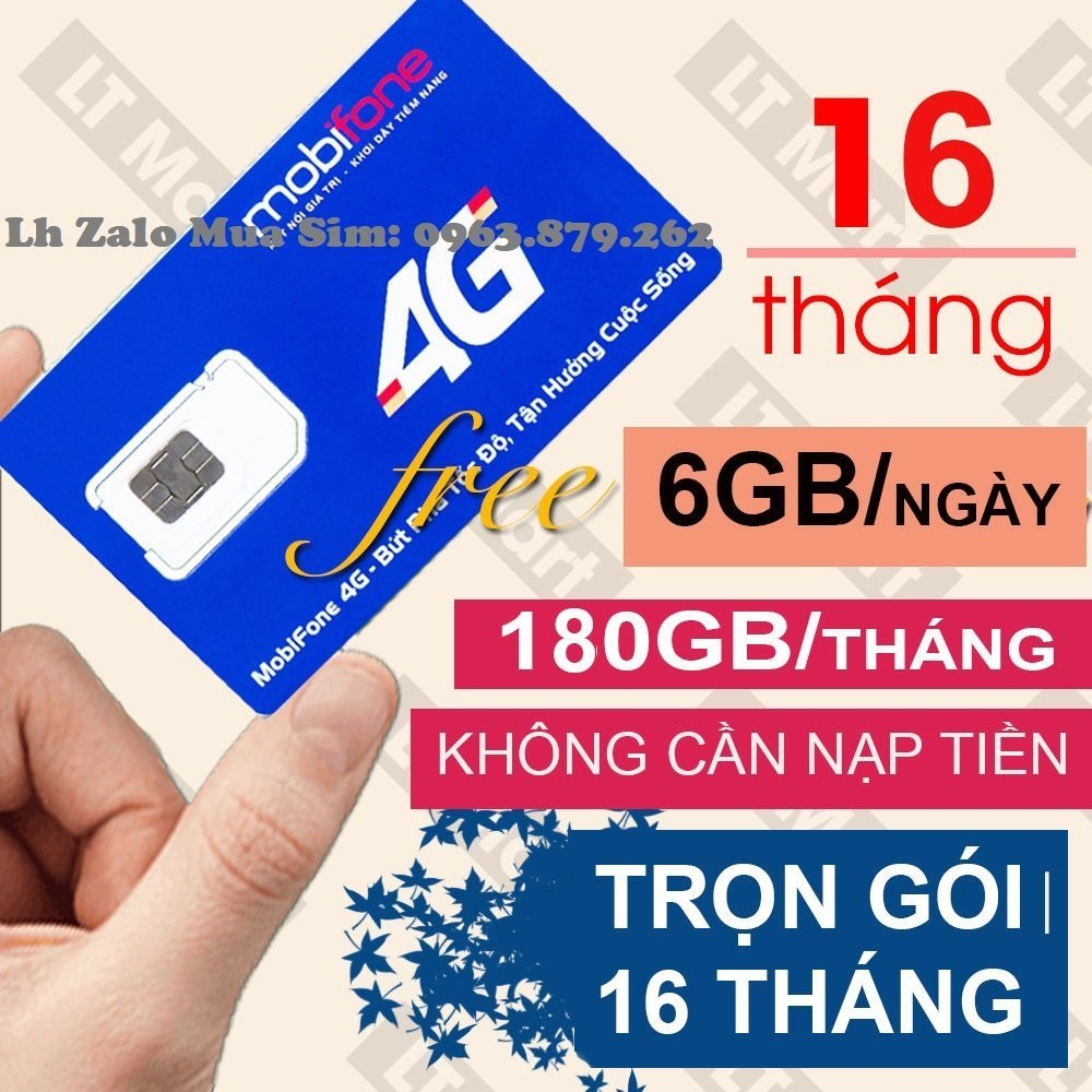 SIM 4G MOBIFONE SIÊU TỐC ĐỘ MIỄN PHÍ DATA 6GB/NGÀY - SIM 12MAX90 KÈM BẢO HÀNH