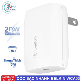 Cốc sạc nhanh usb-c 20w belkin pd wca03dqwh chính hãng