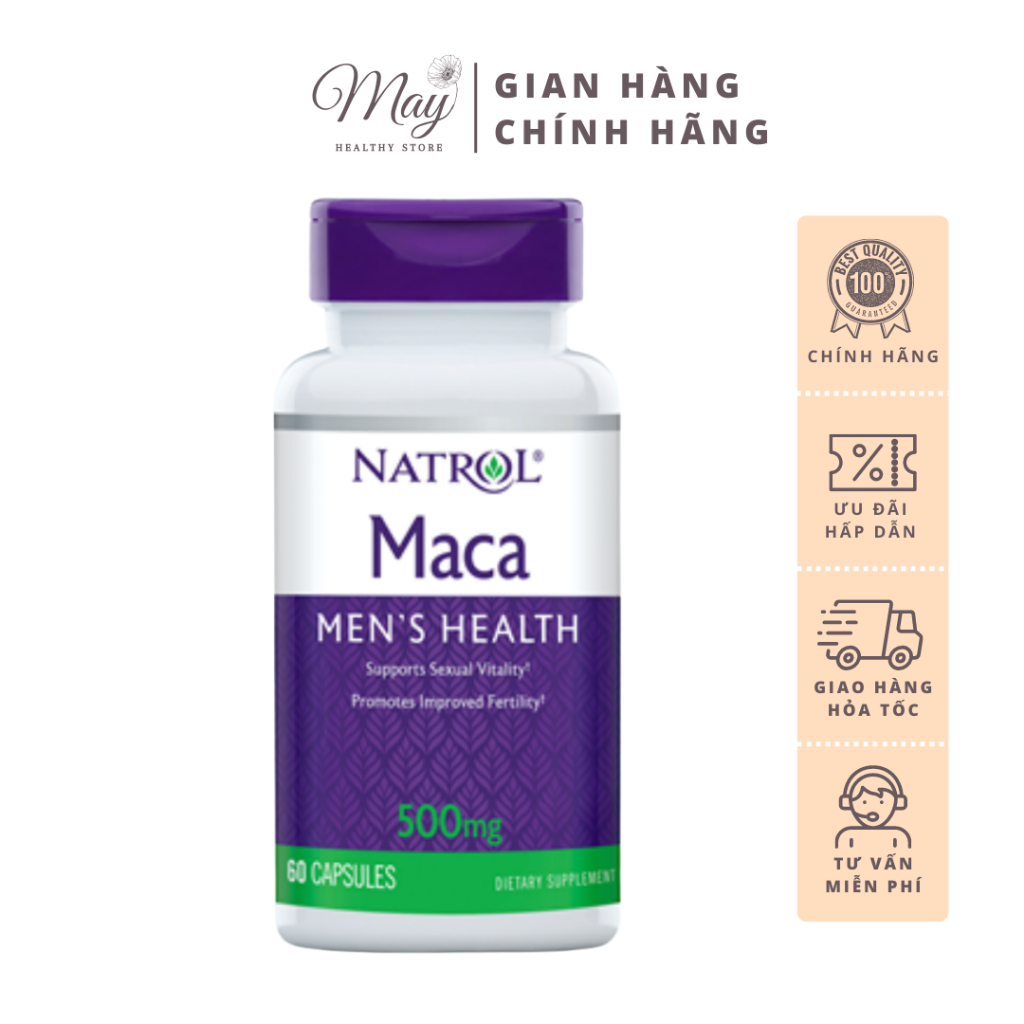 Viên Uống Natrol Maca Men’s Health Tăng Cường Sinh Lý Nam Giới (60 Viên/Lọ)